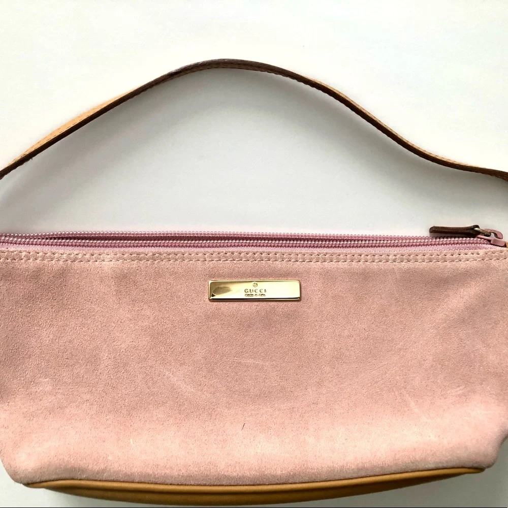 Auth GUCCI pink suede purse - Picture 2 of 12